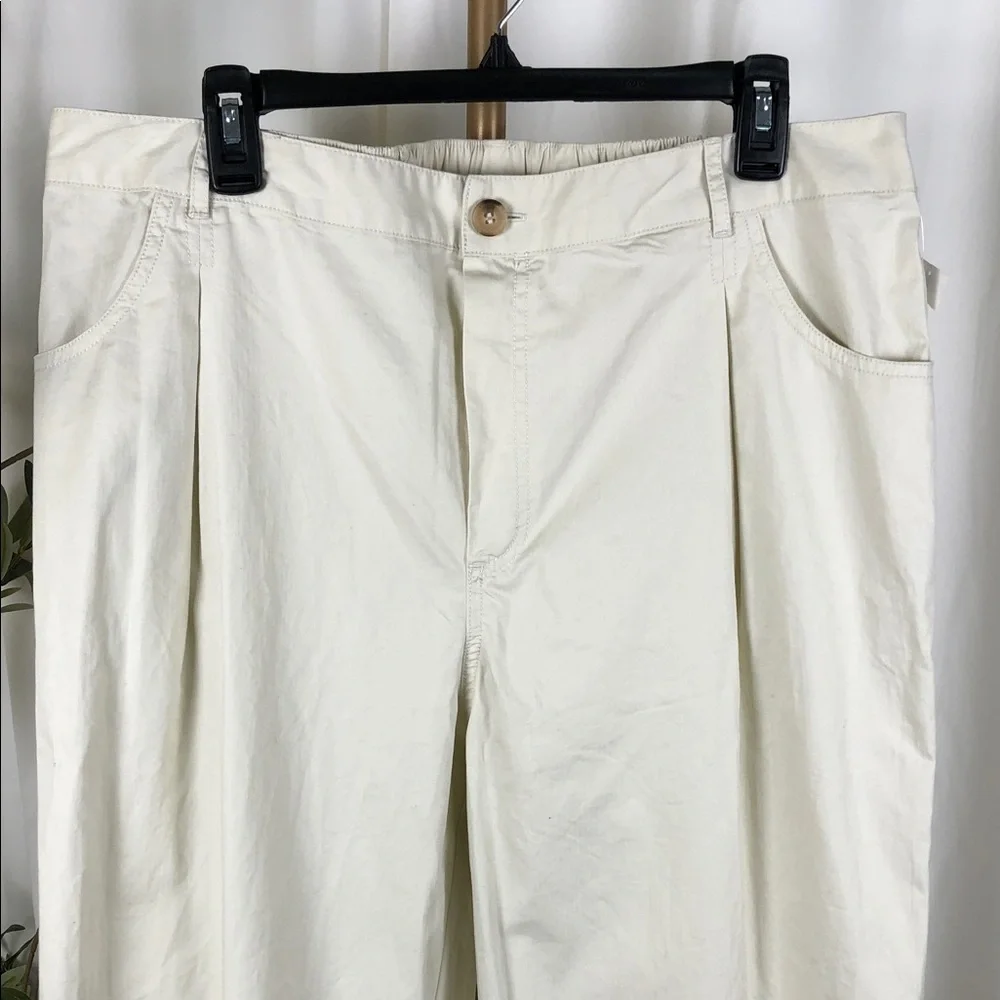 Melrose and Market 100% Cotton Pleated Chinos in Cream Sz XL (B5)